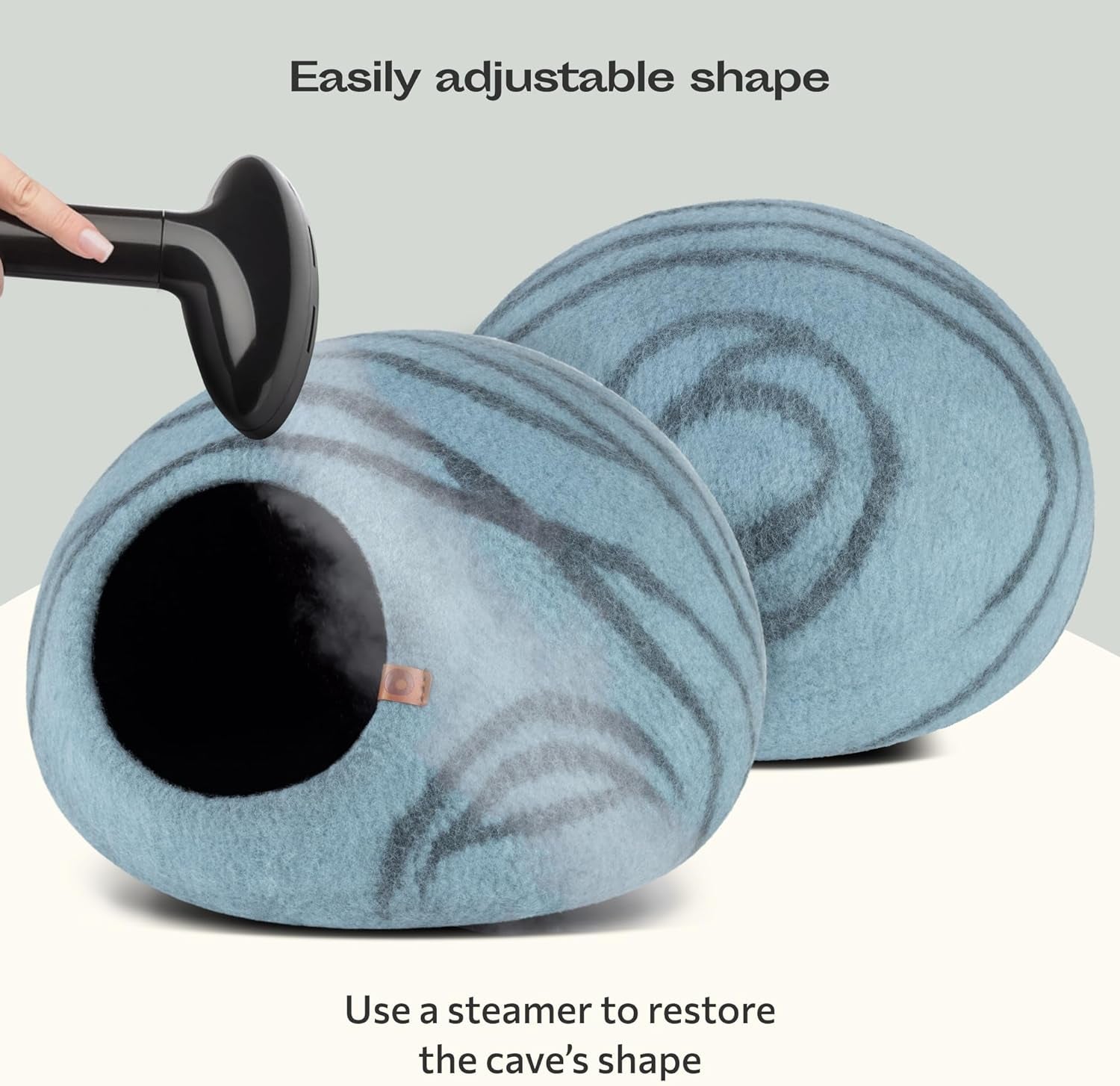 Cat Cave – Premium Felt Cat Bed for Indoor Cats, Handmade Merino Wool (Aquamarine, Medium)