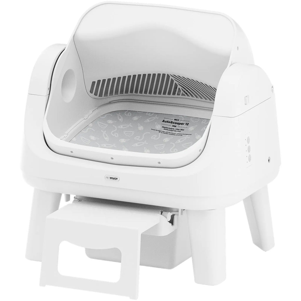 Petpivot Autoscooper 12 Lite Open Top Self Cleaning Cat Litter Box, Automatic Litter Box with 7 Pairs of Safety Sensors, Anti-Pinch Protection, Easy Access Step for Senior Cats Tiktokshopspringglowup