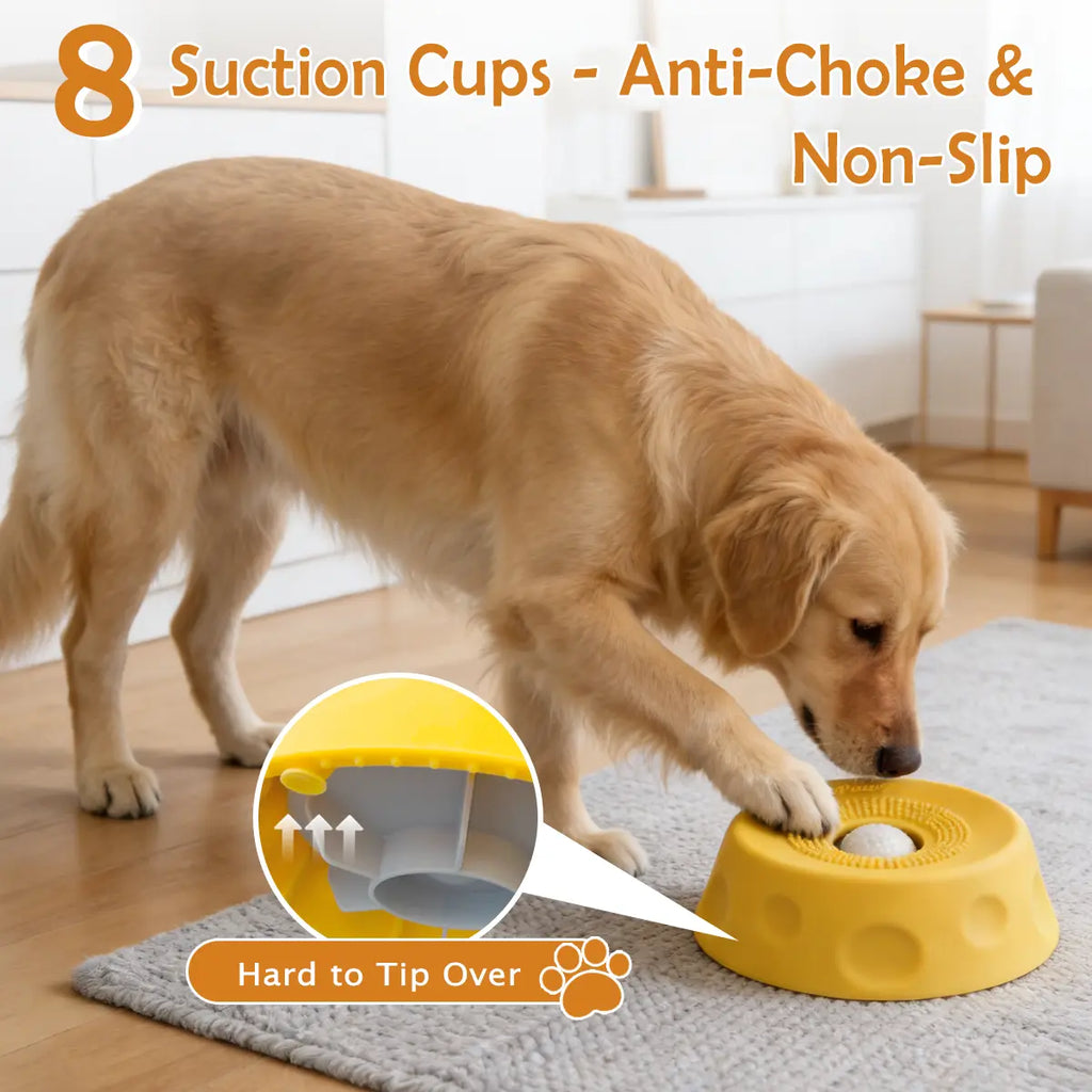 Pawpace Multi Purpose Dog Bowl,Dog Liquid Slow Feeder,Lick Bowl with Ball ,Oral Hygiene & Tongue Cleaning,8 Suction Cups,No Mess Liquid Treat Enrichment Bowl for Dogs