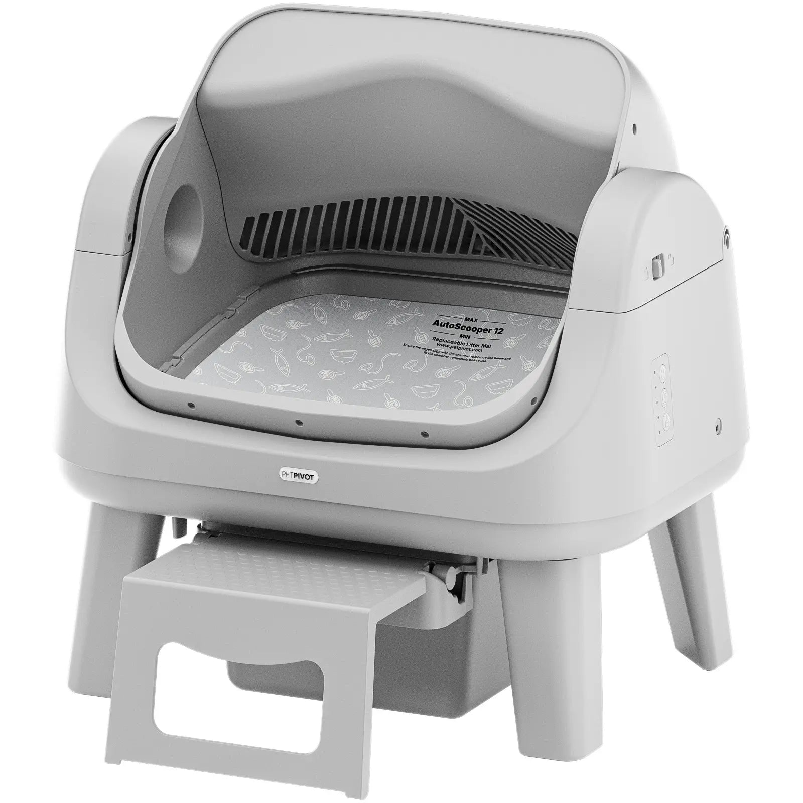 Petpivot Autoscooper 12 Lite Open Top Self Cleaning Cat Litter Box, Automatic Litter Box with 7 Pairs of Safety Sensors, Anti-Pinch Protection, Easy Access Step for Senior Cats Tiktokshopspringglowup